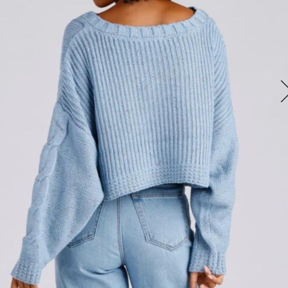 Blue knit cropped sweater - Picture 2 of 2